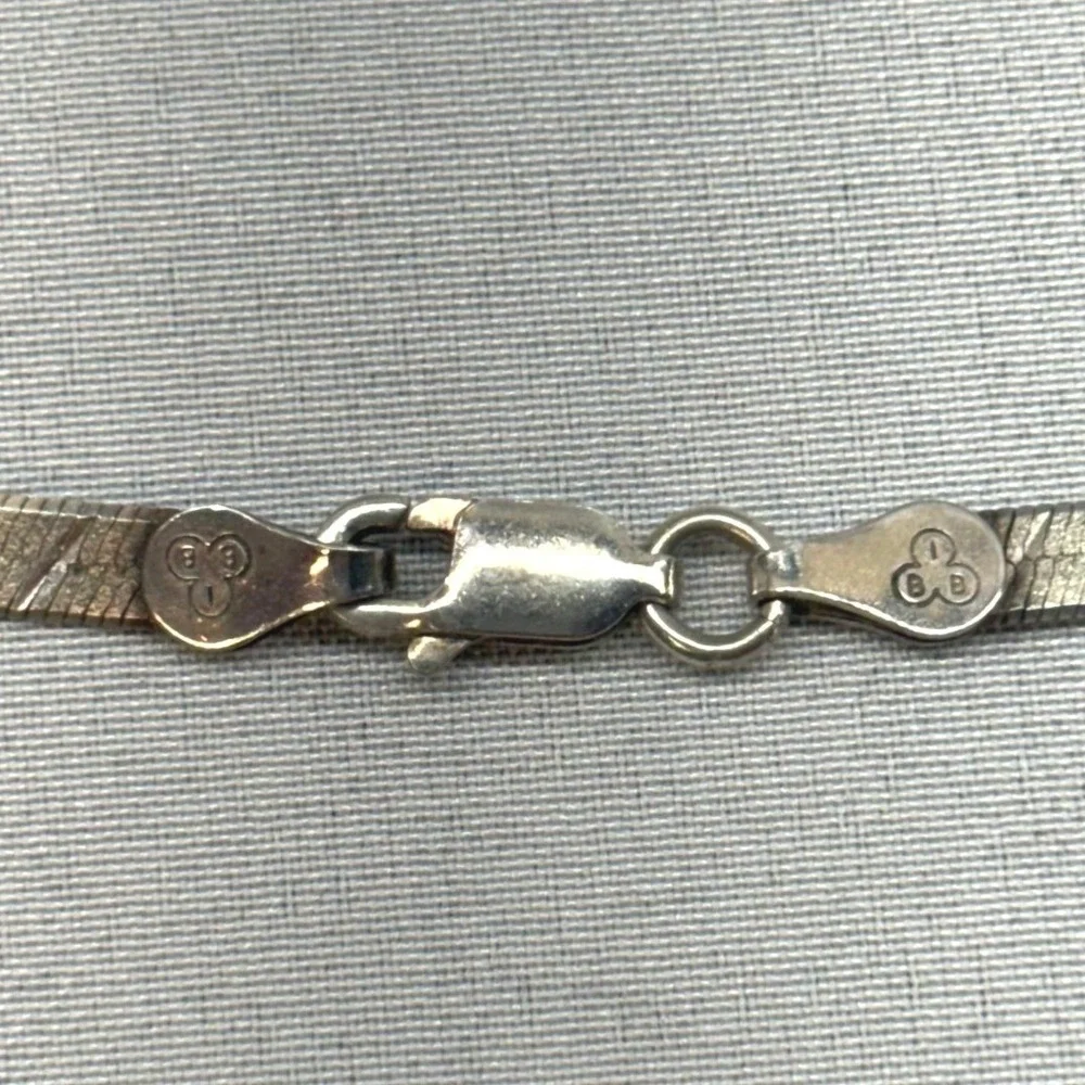 Italy Herringbone Bracelet Womens 7.5 Silver Fair Reversible Diamond Cut 925